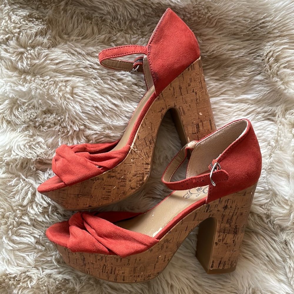 Mudd Y2K Boho Peep Toe Heels